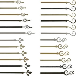 COPPIA DI BASTONI IN FERRO BATTUTO ESTENDIBILI PER TENDE DA 120 A 210 cm